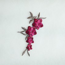 DIY한복 자수패치 큐빅 꽃 와펜 의류부자재, 5연금빛