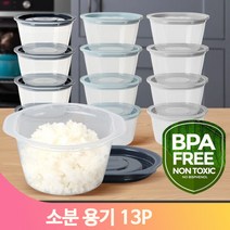 전자레인지 소분 용기 13P 냉동밥 보관 밀폐 반찬통 냉동실 즉석밥 해동, 연그레이