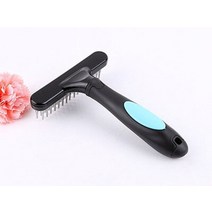 동물 슬리커 브러시 고양이 개 손질 언더코트 빗 손질 raker for short or long hair with double row of stainless steel 핀, 한 사이즈, 푸른