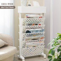 보조 책장 트롤리 홈스쿨 정리함 책상 서랍 파일 책 측면 보관함, 화이트 바퀴 책장