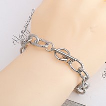 디엠몰 1+1 손목허전하지않게 패션팔찌 커브체인 써지컬스틸 실버 팔찌 (13mm)