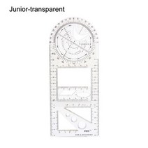 줄자 커팅 철자 다기능 기하학적 눈금자 드로잉 템플릿 측정 도구 초등학교/중학교/고등학교 문구 사무용품 1 개, transparent Junior