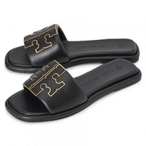 TORY BURCH 토리버치 더블 T 스포츠 슬라이드 79985 013 여자 슬리퍼 - 블랙