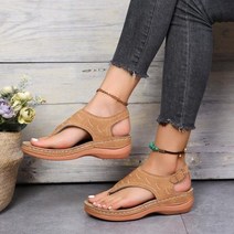 발가락 분리 신발 패드 여름 옥스포드 여성 샌들 플랫 슬리퍼 Pu 가죽 플립 플롭 벨트 버클 로마 패션 2023, Brown+42