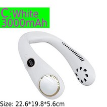 이동식 캠핑용 에어컨 캠핑콘 휴대용 미니 목걸이 선풍기 블레이드리스 5000mAh USB 충전식 리프리스 실외 공기 냉각 웨어러블 넥밴드, 없음, 3000mAh White C+호주