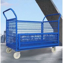 바스켓카트 접이식 울타리 핸드카트 운반용 철제 수레, 블루 - 1000x600mm (화이트 휠)