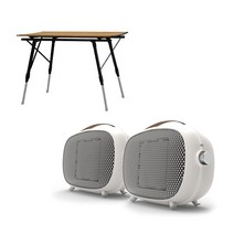 에이그라운드 미니 팬 히터 AH-800W 1+1 소형 가정용 전기온풍기 캠핑용 히터, 아이보리2개+900롤테이블1개