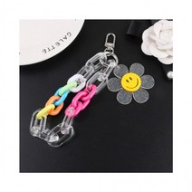 스마일키링 귀여운 키링 고리 디자인 장식 가방 아크릴 스마일꽃 아크릴키링 키홀더 체인, 키링 DC003623