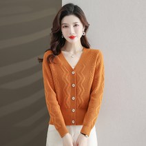 여성 하이웨이스트 쇼트 아우터 니트가디건 봄가을 울 스웨터