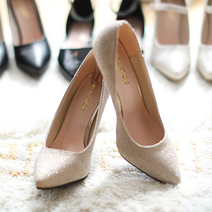 골드 글리터 스틸레토 펌프스 힐