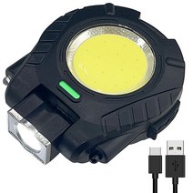 Sutekus 미니 COB 500루멘 손전등 자동 센서 LED 조명 USB 충전식 5가지 모드 밝은 포켓 클립온 자석 베이스 접이식 브래킷 및 병따개 포함 캠핑 하이킹용 그린, Black