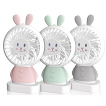 스탠드 목걸이 LED 핸드 선풍기 캠핑용 여행용 칼라 이동식 시원한 핸디, 토끼 임의색상 1개