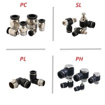공압 에어 커넥터 피팅 블랙 호스 1/8 1/4 3/8 1/2 4mm/6mm/8mm/10mm PC PCF PL 튜브 퀵 커플 링 파이프, 02 4-01 (4mm-1l8)_06 PB