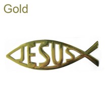 엠블럼 인기있는 3d 재미있는 장식 자동차 스티커 창 데칼 비닐 예수 물고기 기호 로고, 금