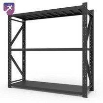 고릴라렉 파레트렉 적재대 창고용선번 수납용 중량렉, 【두꺼워짐】200*50*200=【180kg/단】, 스크럽 블랙 3단 메인프레임