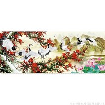 행운 매화꽃 두루미 명화 비즈페인팅 보석십자수 풍수 재물운 건강 장수 DIY 큐빅 공예 구슬십자수, 120x60cm