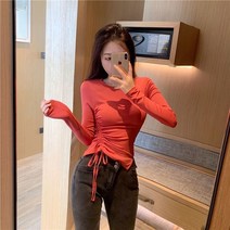 여성면 바닥 셔츠 탑 긴팔 타이트 티셔츠