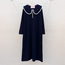 리리옷장 봄 둥근카라 배색 반 집업 베이직 롱 원피스