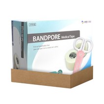 밴드골드 부직반창고 밴드포어 기획세트 흰색 2.5cm x 12롤 / 1박스 + 반창고닷컴 안전가위, 밴드포어 + 안전가위 기획세트