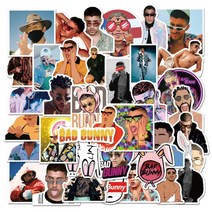 새해 50 푸에르토리코 가수 Bad Bunny 낙서 스티커 가방 노트북 방수, [01] 나쁜 토끼-50pcs