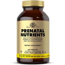 Solgar Prenatal Nutrients 240 태블릿 - 임산부를 위한 종합 비타민 미네랄 공식 - 아연 칼슘 철 엽산 비타민 CE 함유