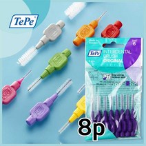 TePe 테페 휴대용 치간칫솔 I자형 8p 비닐포장 8개입, 0.5mm, 0.5mm