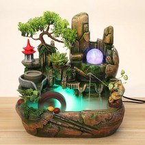 물소리 실내분수대 인공폭포 풍경 미니 사무실 자연 물레방아 폭포 실내 미니인공폭포, 04퍼플 미디엄 무안개