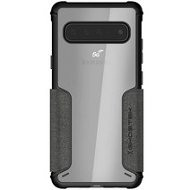 Ghostek Exec 플립 폴리오 지갑 갤럭시 S10 5G 케이스 가죽 신용 카드 홀더 무선 충전을 위한 투명 뒷면 2019 6.7 인치 레드, Gray