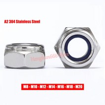 A2 304 스테인레스 스틸 미세 피치 나사 육각 나일론 삽입 잠금 너트 자동 M8 M10 M12 M14 M16 M20, [02] M10x1.0mm (2pcs), 02 M10x1.0mm_02 2PCS