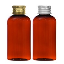 알루미늄캡 50ml 60ml 75ml 80ml 100ml 어메니티 공병, 1개, 50ml갈색용기 타원형 실버캡