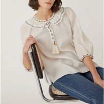 올리비아로렌 / 자수포인트 블라우스 VVCNLYM4141 / 애플아울렛 ( 아이보리 네이비 )