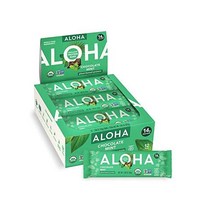 ALOHA 식물 기반 단백질 바 초콜릿 칩 쿠키 도우 12개 1.9oz 비건 스낵 저당 글루텐 프리 저탄수화물 팔레오 비 GMO 스테비아 설탕 알코올 없음, 초콜릿 민트