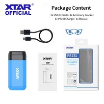 18650 충전기 XTAR PB2SL 배터리 21700 20700 보조베터리 18W QC3.0 고속 충전 C타입 리튬 이온, [02] PB2SL-BLUE, [02] EU