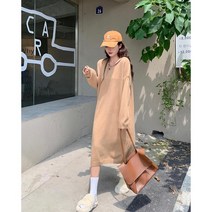 맨드리 루즈핏 니트 후드 롱 원피스