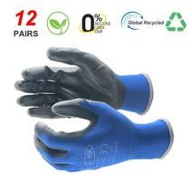안전작업장갑NMSafety-안전 작업 장갑 24 개/12 쌍 건설 보안 정원 고무 니트 산업 보호 작업 장갑, 04 PU1350DMF-Blue_03 L
