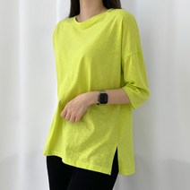 티데일리 여성용 트임 7부 레이어드 라운드넥 티셔츠