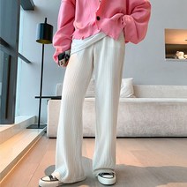 여자 봄 가을 와이드 팬츠 골지 밴딩 편한바지 통바지 롱니트