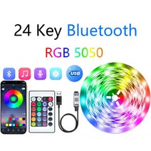 LED 스트립 컴퓨터 조명 USB 적외선 색상 변경 바 램프 스크린 TV 네온 5050 RGB 침실 장식, [05] BT 24keys full set, [01] 1m