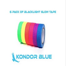 KONDOR BLUE 6-Pack of Glow Tape UV Blacklight Reactive Fluorescent/Neon Gaffer Tape Matte Finish No, 1, Green, Yellow, Orange, Pink, P