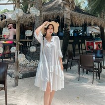 피서 휴양지코디 격식있는 빅사이즈랩 휴가지 원피스 드레스 여성 여름 해변 휴가 비치 스커트