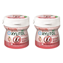 자기전에 양치후에 씹는 껌! 롯데 자일리톨 알파 입안촉촉 피치 용기형 86g 2개