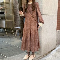 SAMARA 레이스 프릴 꽃무늬 쉬폰 롱 맥시 원피스 JW