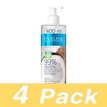 Eveline Cosmetics 내추럴 코코넛 수딩 바디 페이스 젤 로션 Bio Natural Coconut 400Ml 4개