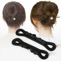 다파요 진주똥머리 만들기 진주장식 똥머리 밴드 블랙 당고머리 와이어올림머리끈 셀프헤어스타일링 헤어밴드 똥머리밴드 셀프 당고, 소형, 2P