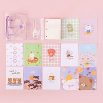 GO2shop GO2shop_ 메모장 북마크 임신다이어리 일기다이어리 키링플래너 태교앨범, 26.★선택* 표꾸 3공 미니 다이어리SET 일러스트, 이제품주문★