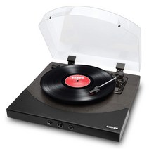 ION 룩스 LP 블루투스 비닐 레코드 플레이어 에스프레소 스피커 USB 변환 풀 사이즈 플래터 자동 정지 헤드폰 출력 3가지 속도 및, Record Player only, Premier LP with Speakers Blu