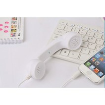 수화기 집 전화기 일반 유선 옛날 레트로 가정용 빈티지 엔틱 새로운 방사선 방지 3.5mm 마이크 전화 송 iphone 클래식 헤드폰 마이크 용 휴대 전화 송 수신기, 하얀