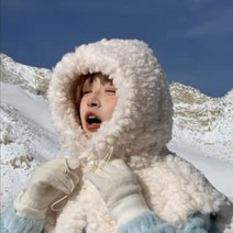 핑크비올라 / 양털 뽀글이 바라클라바 페이크 후드 넥워머 캠핑모자