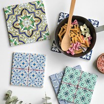 도자기 사각 엔틱 감성 디자인 냄비받침 16종, 냄비받침 세빌라블루 16x16 A
