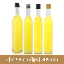 유리병 사각투명 500ml (A) (계량더블캡), 검정, 1개